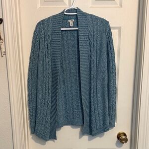 L.L. Bean Blue Open Front Cardigan 100% cotton